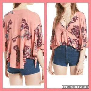 Free People NWT Maui Wowie Floral Printed Top In Passion Flower XSmall